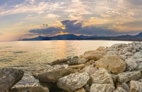 Sunset in the mountains Stock Photos