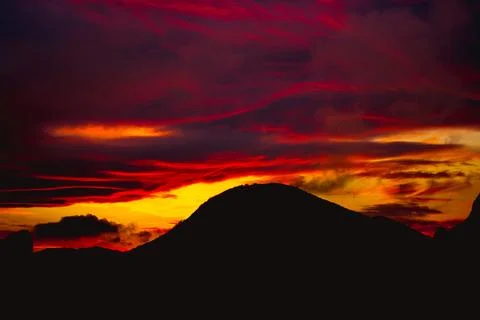 Sunset in the mountains Stock Photos