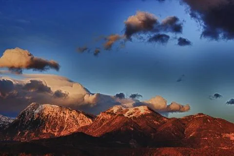 Sunset in the mountains Stock Photos