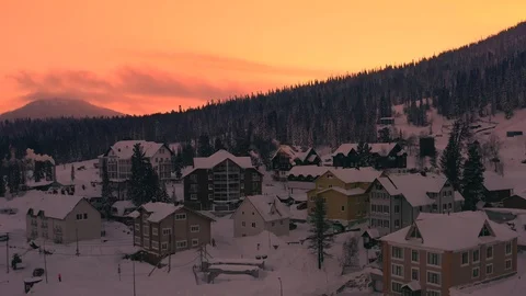 Sunset in the mountains of Sheregesh Stock Footage 116613478