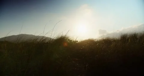 Sunset in the Mountains at Shore Stock Footage 247336748