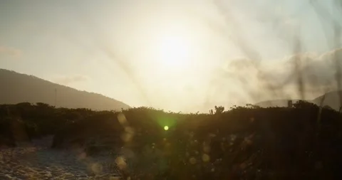 Sunset in the Mountains at the Shore Stock Footage 247336762