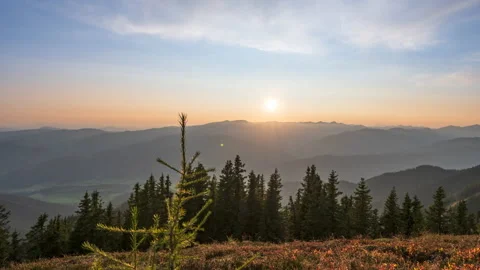 Sunset in the mountains slider timelapse Stock Footage 143419551