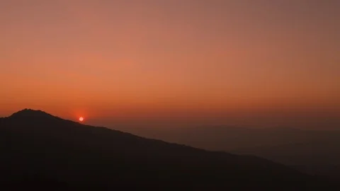 Sunset Mountains Sun Rays Clouds View Dramatic Stock Footage 94601311