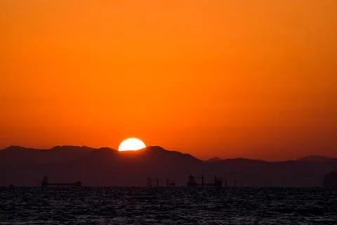 Sunset to the mountian Stock Photos