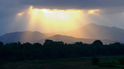 Sunset by the moutains Stock Footage 117655740