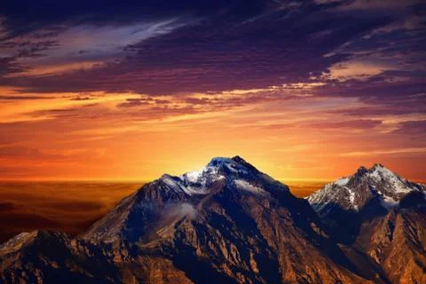 Sunset in moutains 写真素材