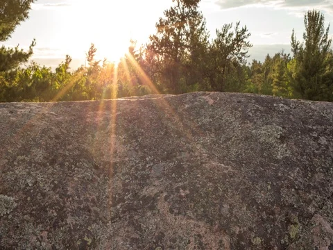 Sunset Moving Across Rock Stock Footage 80158508