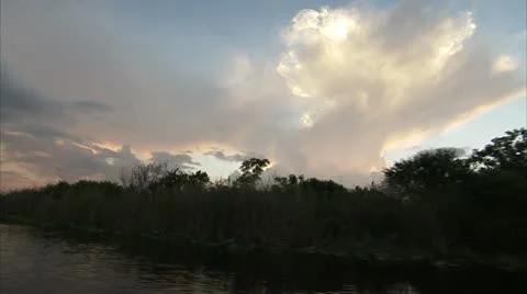 Sunset Moving Along the River, the Everglades Florida Video Video stock 12761552
