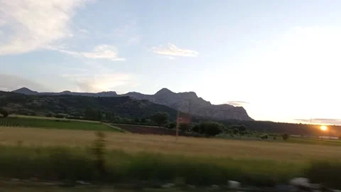 Sunset From Moving Car Stock Footage 158454017