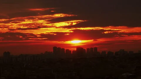 Sunset with moving clouds, time-lapse Stock Footage 140318646
