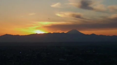 Sunset Mt. Fuji from Tokyo Stock Footage 49141660