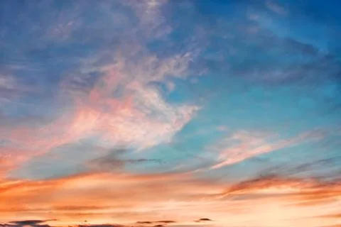 Sunset with multicolor clouds Stock Photos