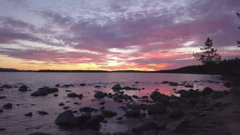 Sunset in the Murmansk region Stock-Footage 141473155