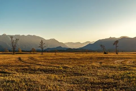 Sunset at the Murnauer Moos Stock Photos