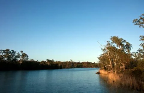 Sunset on the  murray river Stock Photos