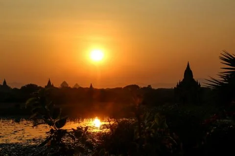 Sunset in Myanmar Stock Photos