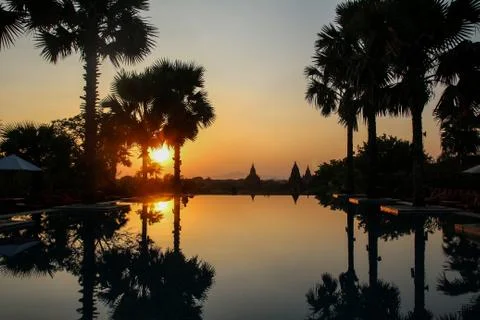 Sunset in Myanmar Stock Photos