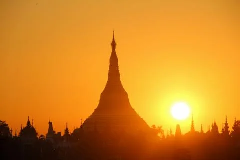 Sunset in Myanmar Stock Photos