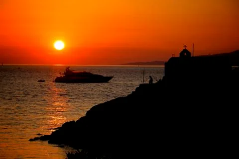 Sunset in Mykonos - Greece Stock Photos