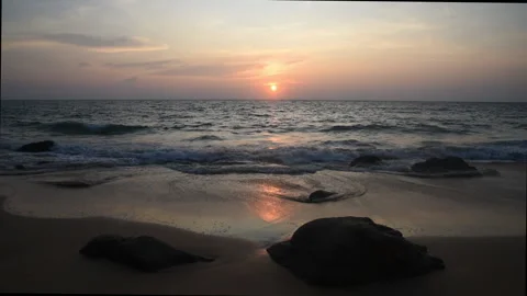 Sunset at Naithon beach, Phuket Stock Footage 197304225