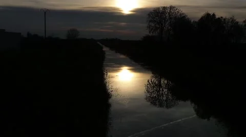 Sunset on the Nature and river Stock Footage 58208360