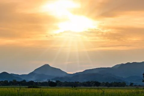 Sunset in nature Stock Photos