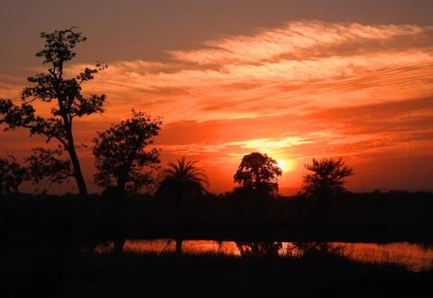 Sunset in nature Stock Photos