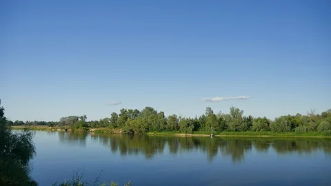 Sunset Nature Timelapse of river with trees Stock Footage 93608009