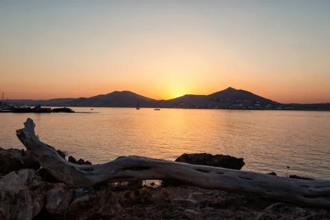 Sunset in naussa, paros, greece Stock-Fotos