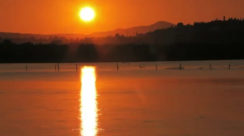 Sunset near Corfu airport, time-lapse, Greece Stock Footage