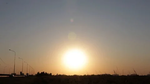 Sunset near the highway Stock Footage 115887938
