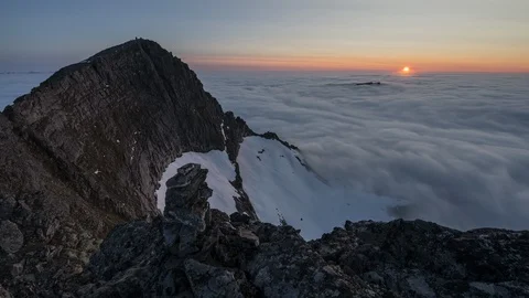 Sunset near mountain topp with inversion Stock Footage 122981503