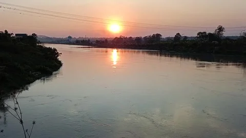 Sunset Near A River In Summer In Sikkim, India Stock Footage 266552199