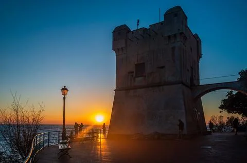 Sunset in Nervi Stock Photos