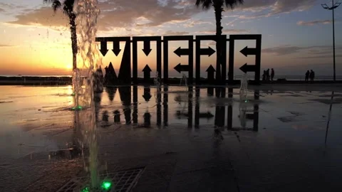 Sunset on New Boulevard in Batumi Stock Footage 238007417