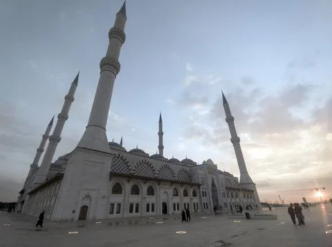 Sunset in New Camlica Mosque Stock Photos