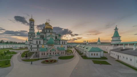 Sunset at the New Jerusalem Monastery. Moscow region, city of Istra Stock-Footage 138322162