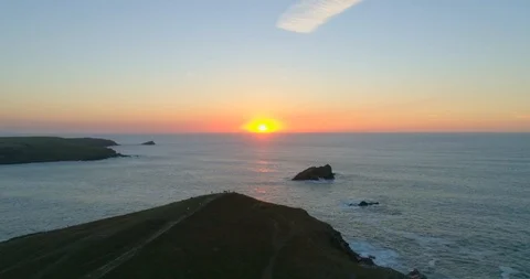 Sunset In Newquay, Cornwall Stock Footage 104853784