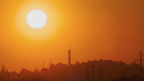 Sunset Next To Of Bell Tower Of Rabanales University At Dusk - Time Lapse Vídeo Stock 146295446