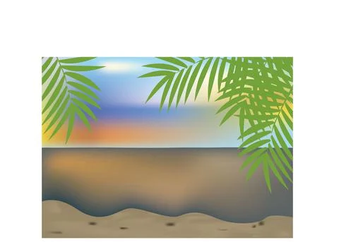 Sunset next to the ocean Stock Illustration
