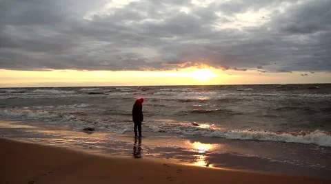 Sunset next to sea Stock Footage 45274018