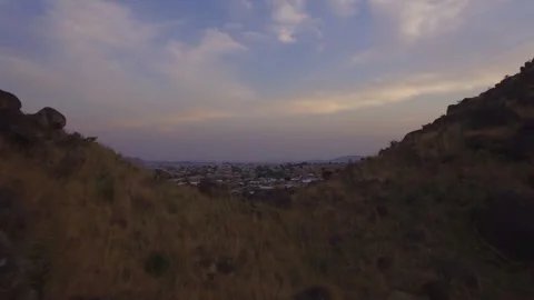 Sunset in Ngaoundere Cameroon. Drone shot Stock Footage 255784124