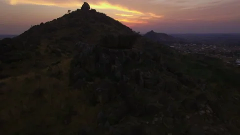 Sunset in Ngaoundere Cameroon. Drone shot Stock Footage 255784882