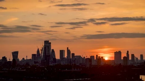 Sunset to nght time lapse view of the skyline of London Video stock 193989454