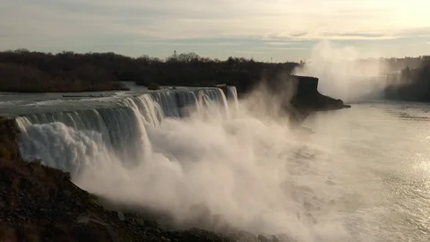 Sunset at niagara falls, twilight, passage of time Stock Footage 84189305