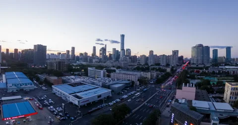 From Sunset to Night, Beijing skyline (Time-lapse) 動画素材 131826387