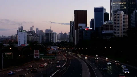 Sunset to night commuters head home in Sydney time lapse 4K Stock Footage 154288289