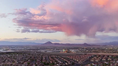 Sunset to night high angle time lapse  of the Las Vegas cityscape Stock Footage 154847692