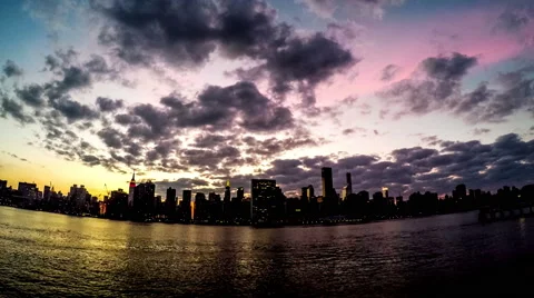 From sunset to night, panorama view of the manhattan skyline, New York, USA Stock-Footage 63185841
